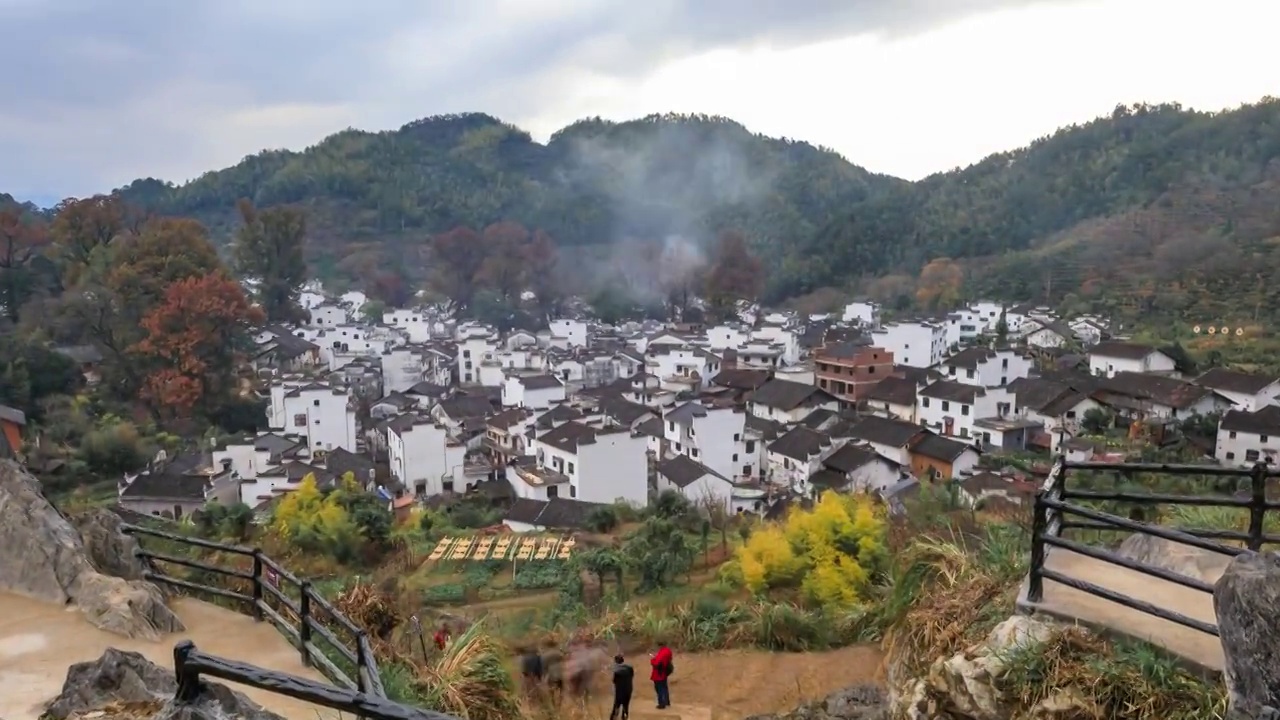 婺源石城红叶风景区4K延时短片视频素材