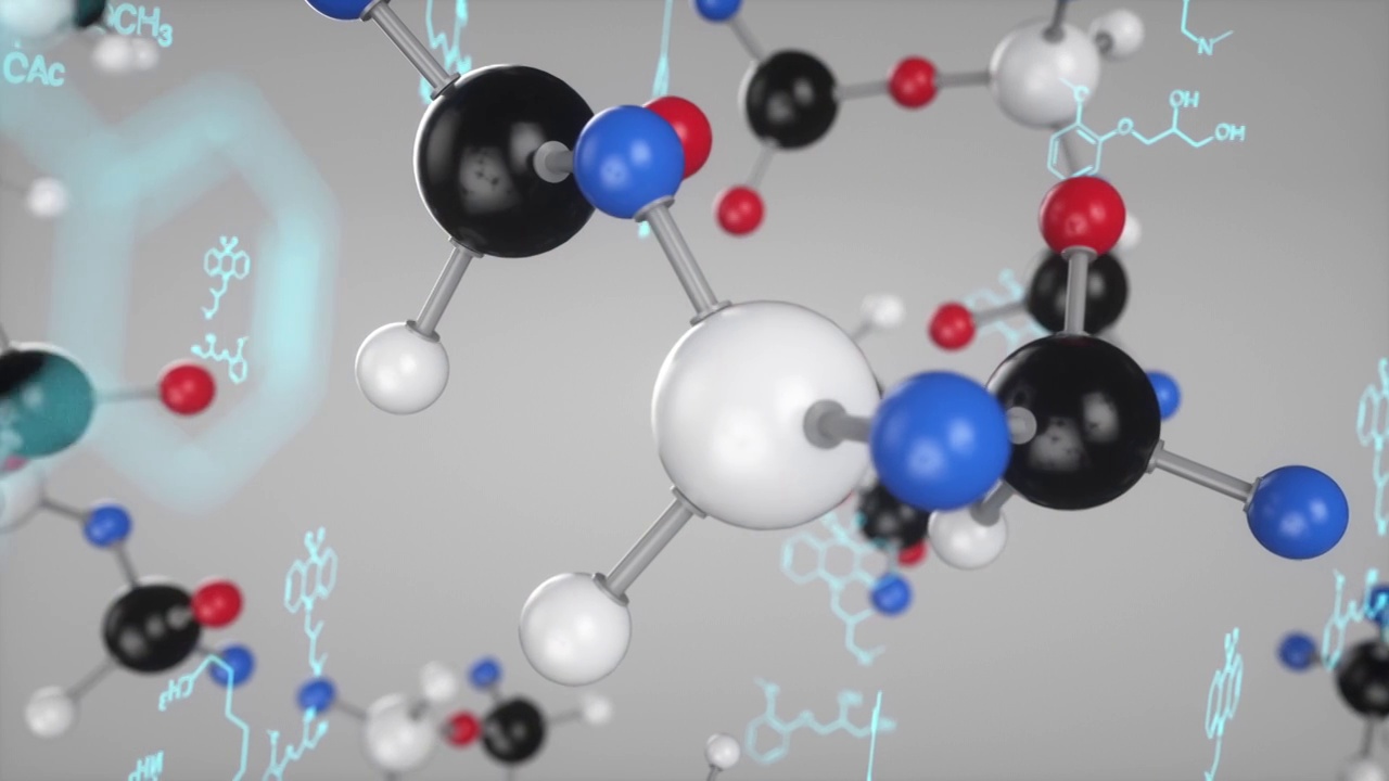 分子结构模型，三维图形视频素材