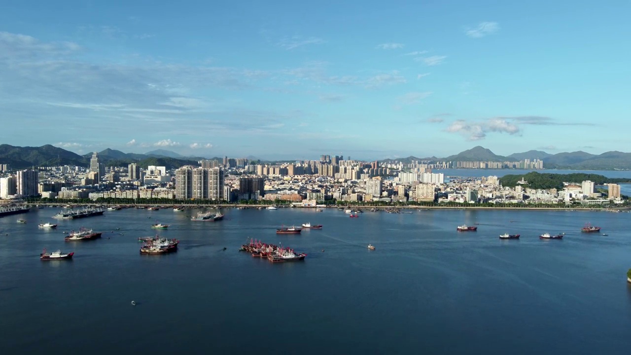 广东省汕尾城区城市全景航拍视频视频素材