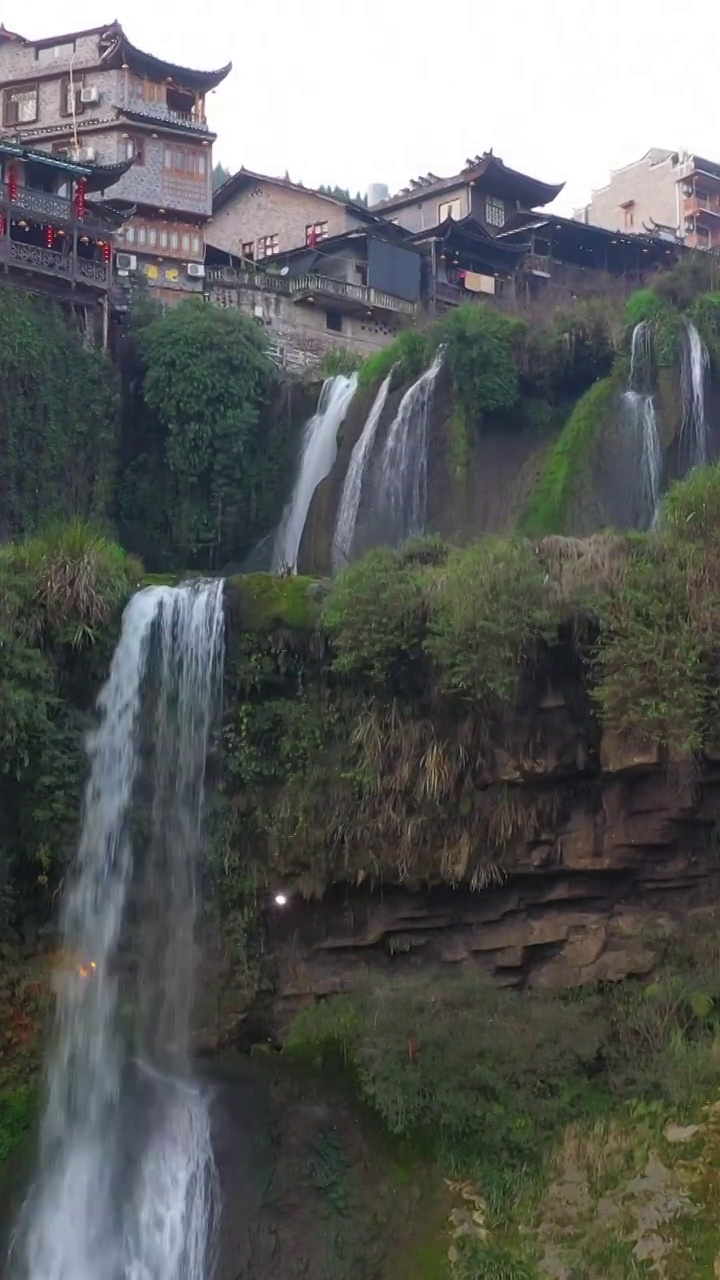 航拍湖南湘西芙蓉镇风光视频素材