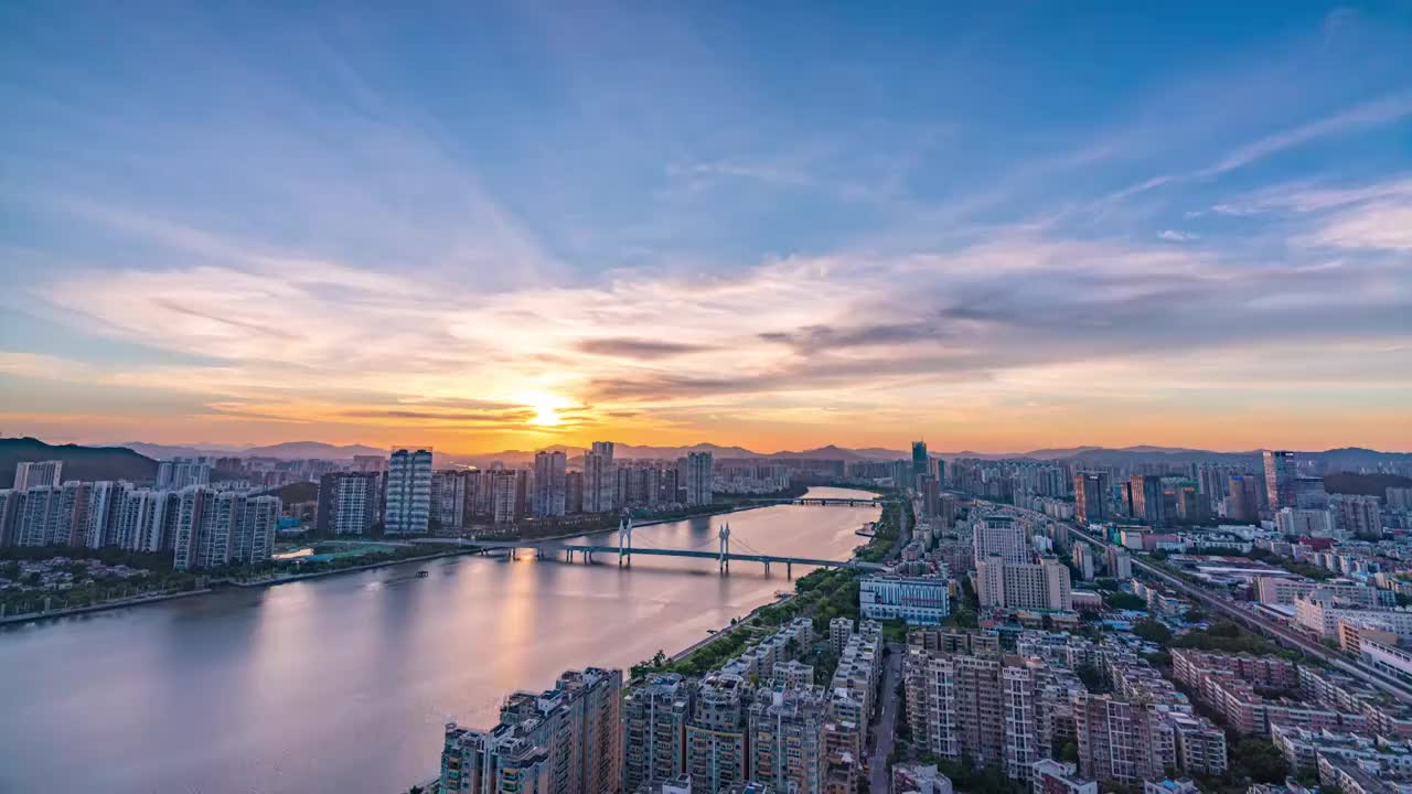 广东省珠海市白石桥城市风光日转夜延时视频素材