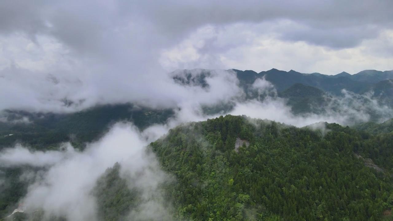 航拍山中雨后的云雾视频素材