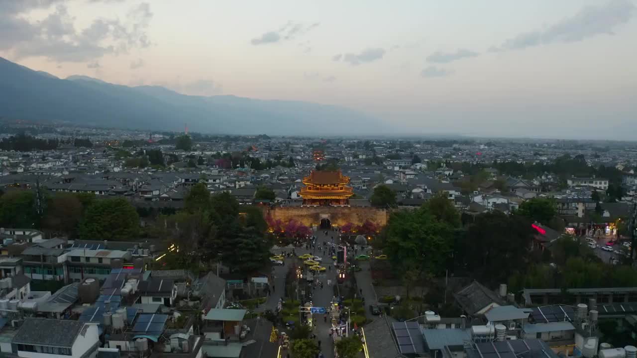 航拍云南大理古城风光视频素材