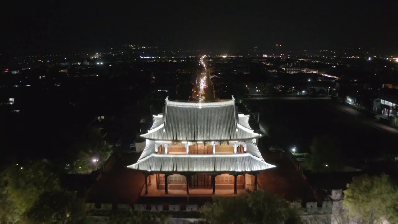 航拍云南大理古城夜景视频素材