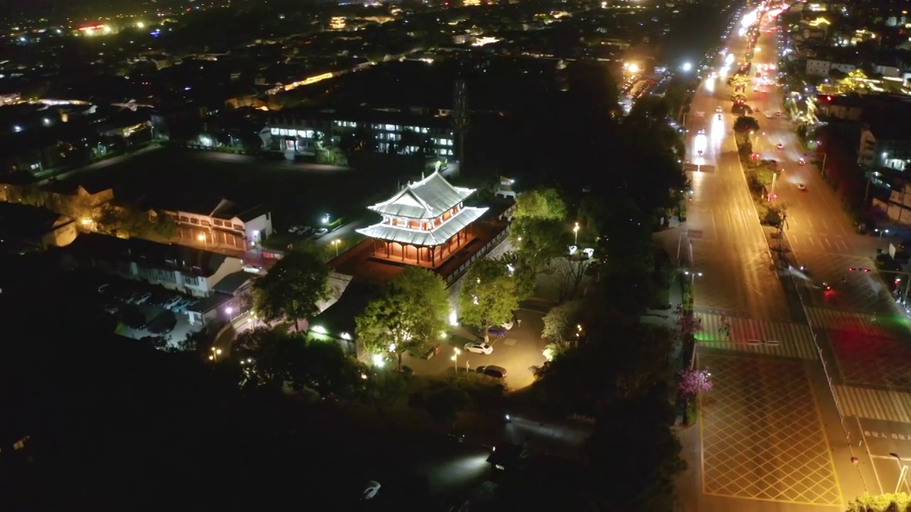 航拍云南大理古城夜景视频素材