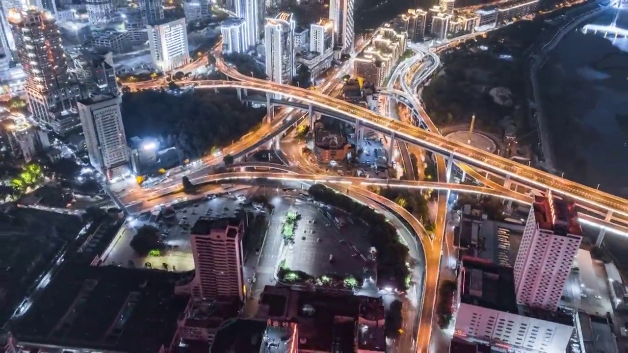 重庆夜景道路立交桥灯光风光延时摄影视频素材