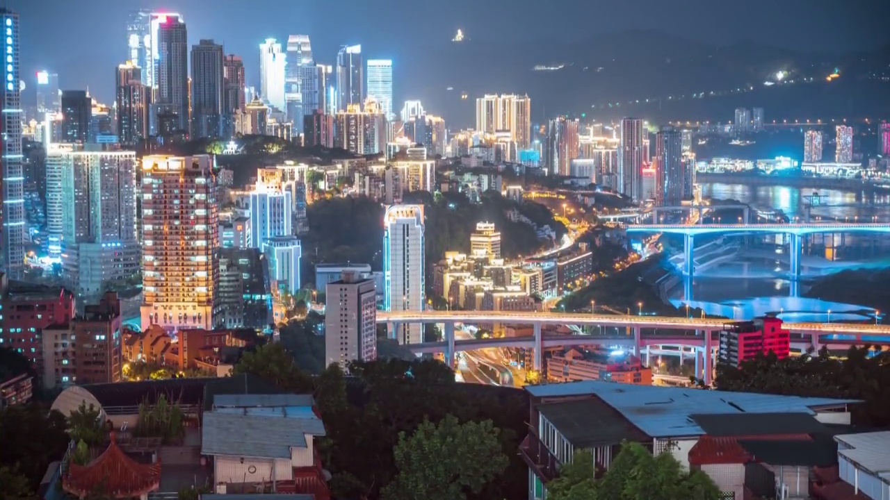 重庆夜景建筑灯光风光延时视频素材