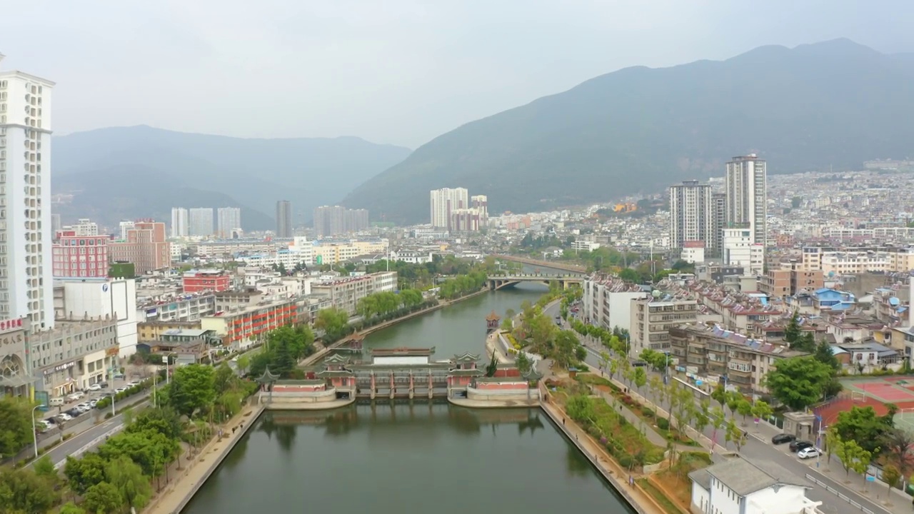 航拍云南大理市区景观视频素材