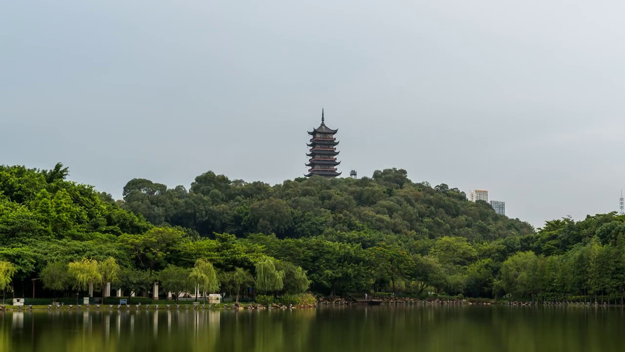 佛山千灯湖-雷岗塔公园城市天际线视频素材