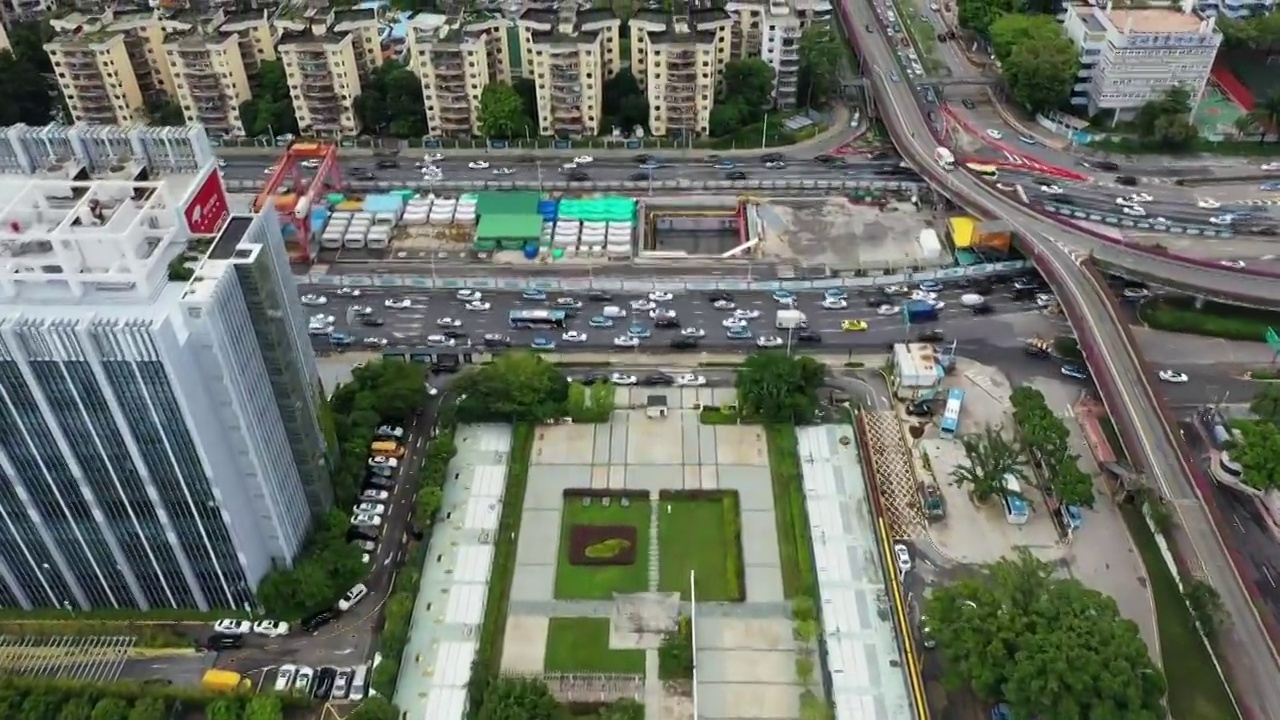 广东省深圳市罗湖区深城投中心滨河水务广场航拍视频素材