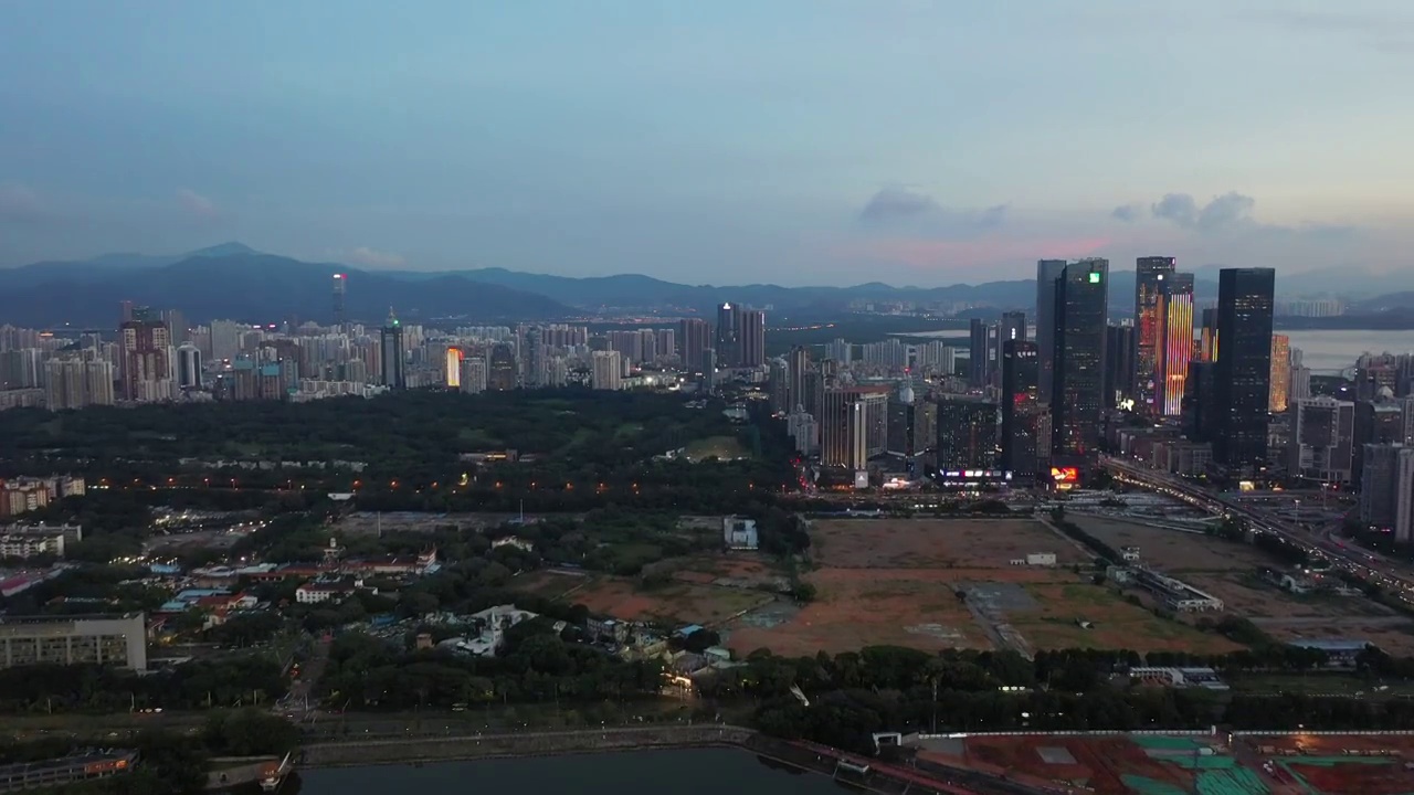 广东省深圳市福田区香蜜湖深圳1979文化生活新天地航拍视频素材