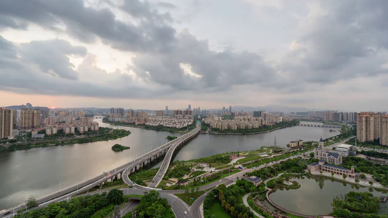 惠州市惠城区东湖，夜景延时摄影视频素材