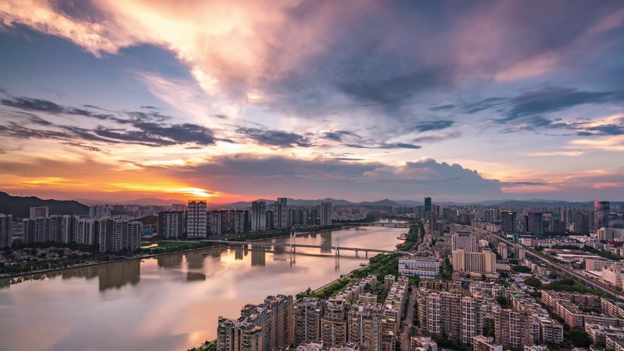 珠海白石桥城市风光日转夜延时视频素材