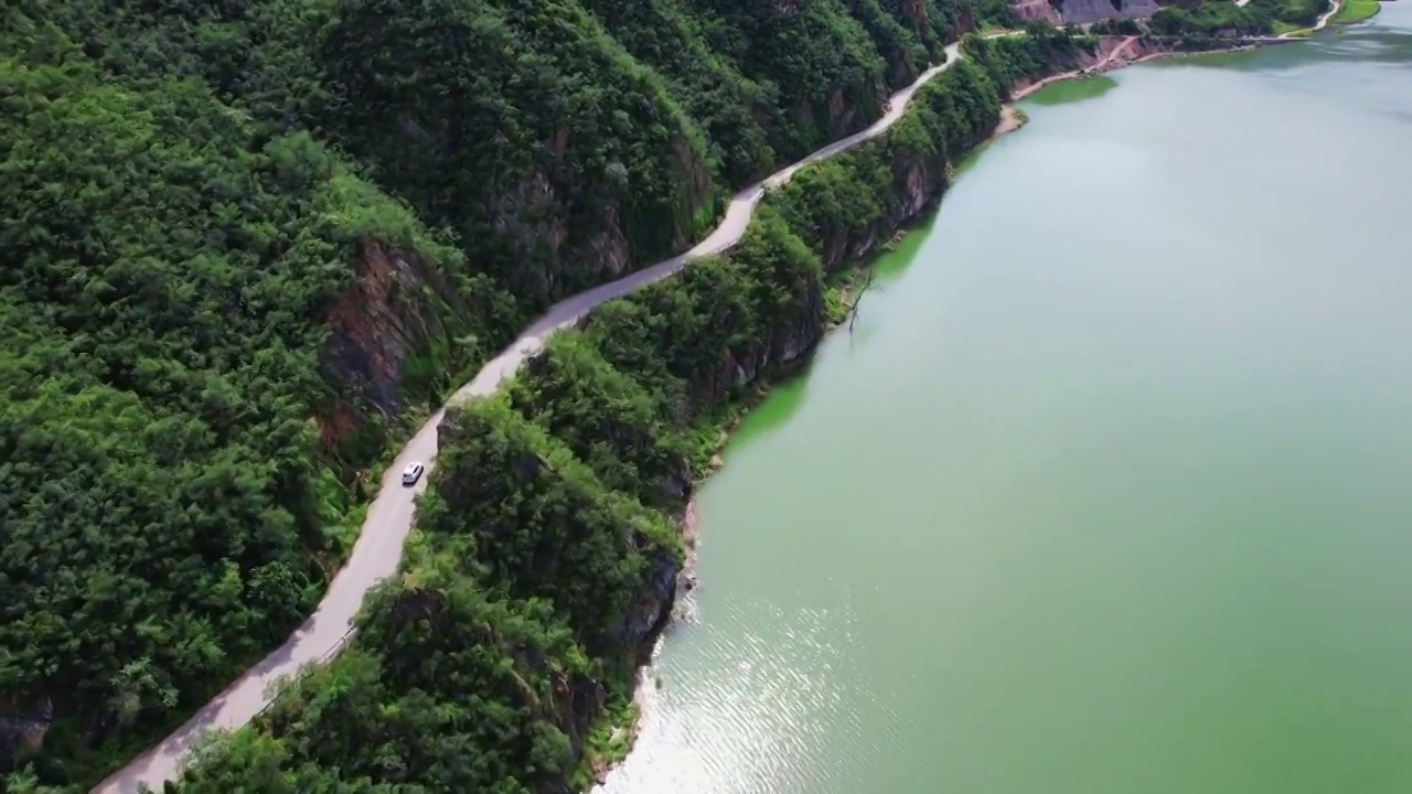 航拍河北井陉甘陶河视频素材