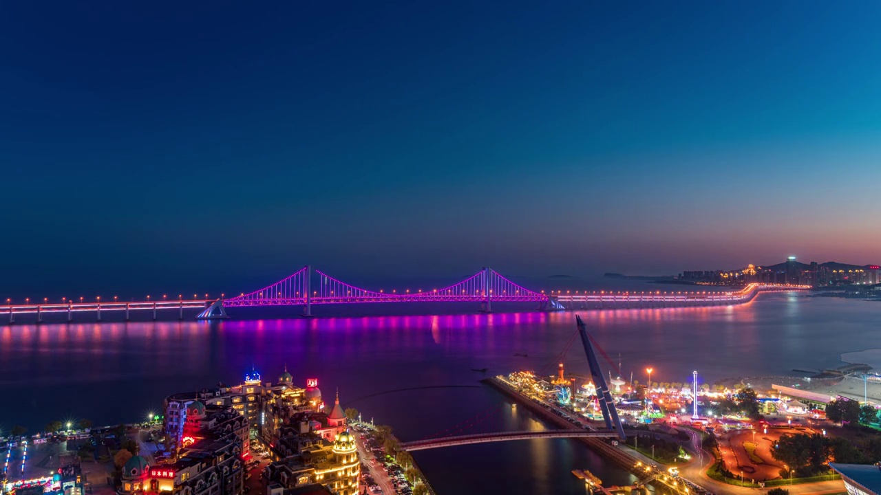 大连,星海湾跨海大桥,都市风光,户外,夜景,星海湾视频素材