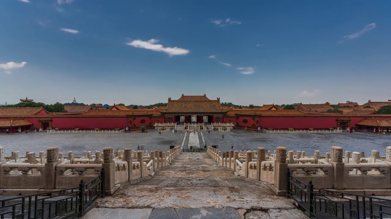 北京故宫太和殿广场多云天气延时视频素材