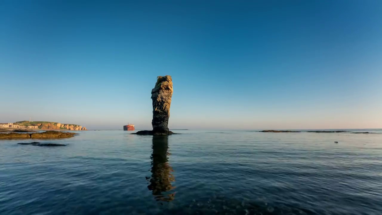 大连,大排石,瓦房店,海岸线,海蚀崖,海蚀台视频素材