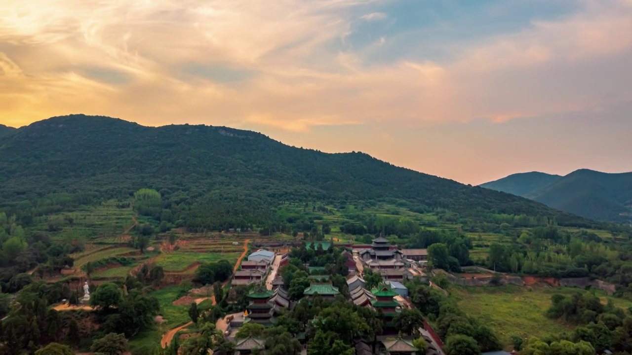 航拍郑州登封嵩山少林寺延时摄影视频素材