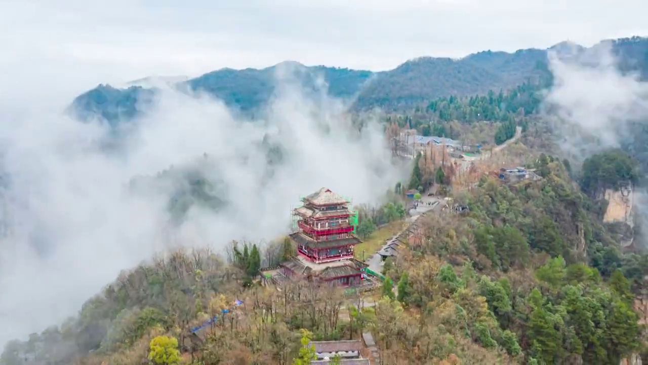 航拍张家界武陵源天子山延时摄影视频素材