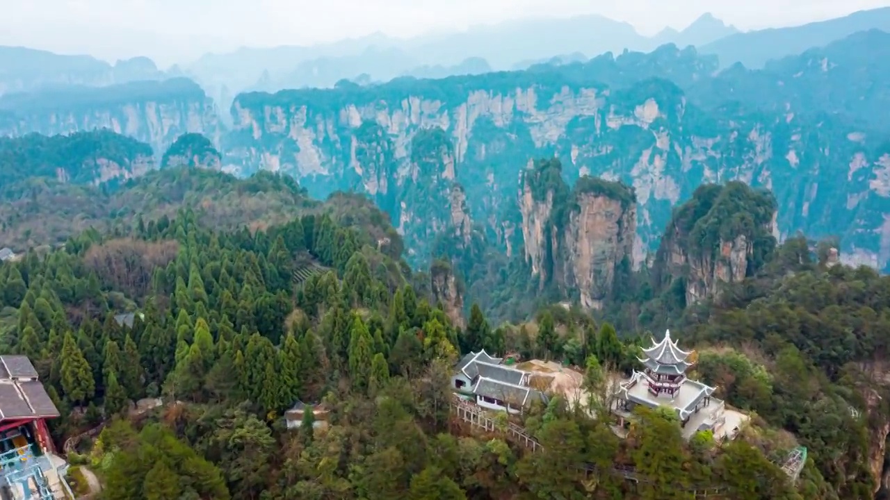 航拍张家界武陵源天子山延时摄影视频素材