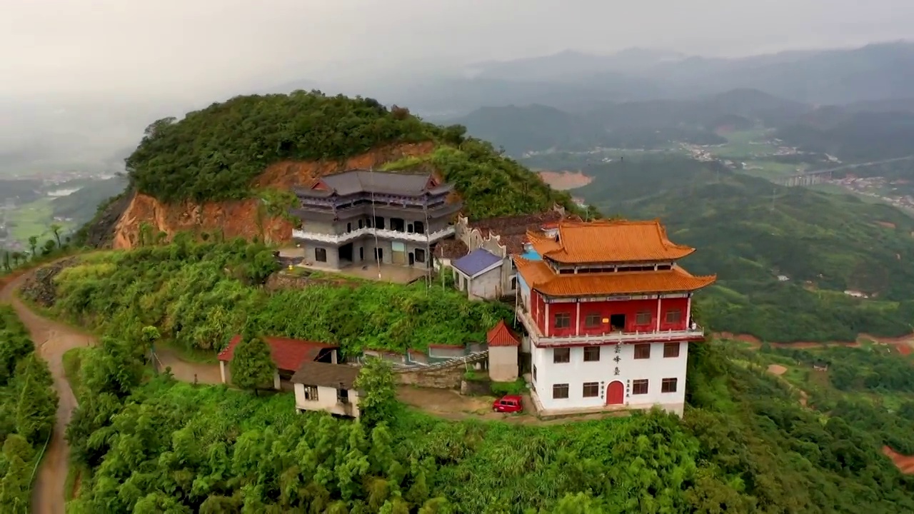 环绕浏阳云峰台古庙视频素材