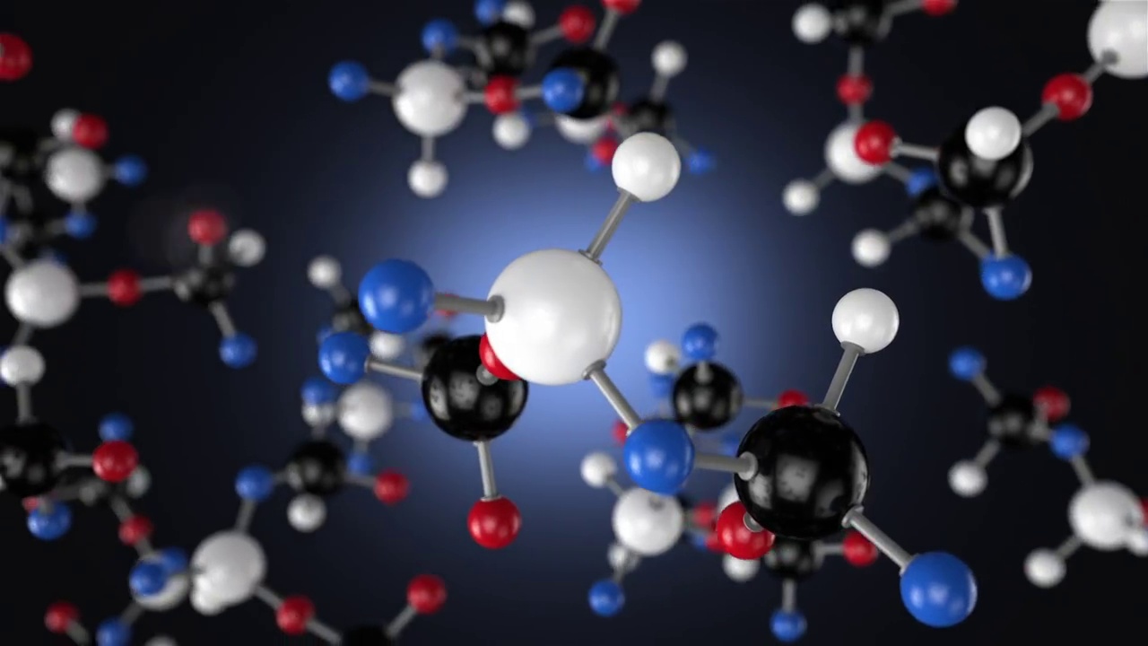 生物分子结构模型，三维图形视频素材