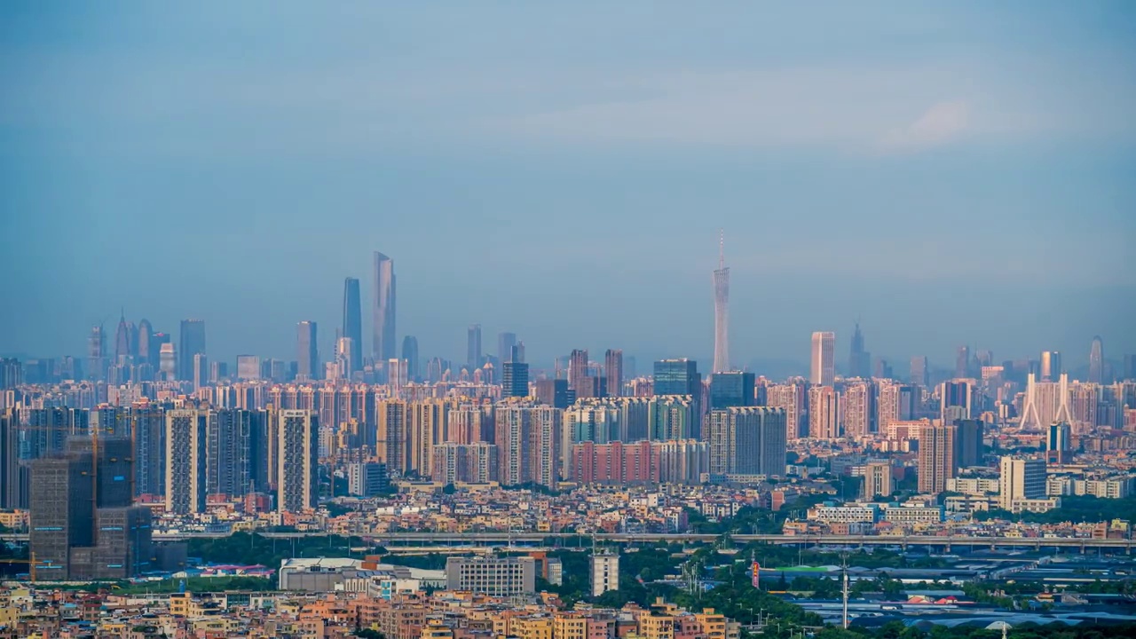 广州城市天际线黄昏夜景视频素材