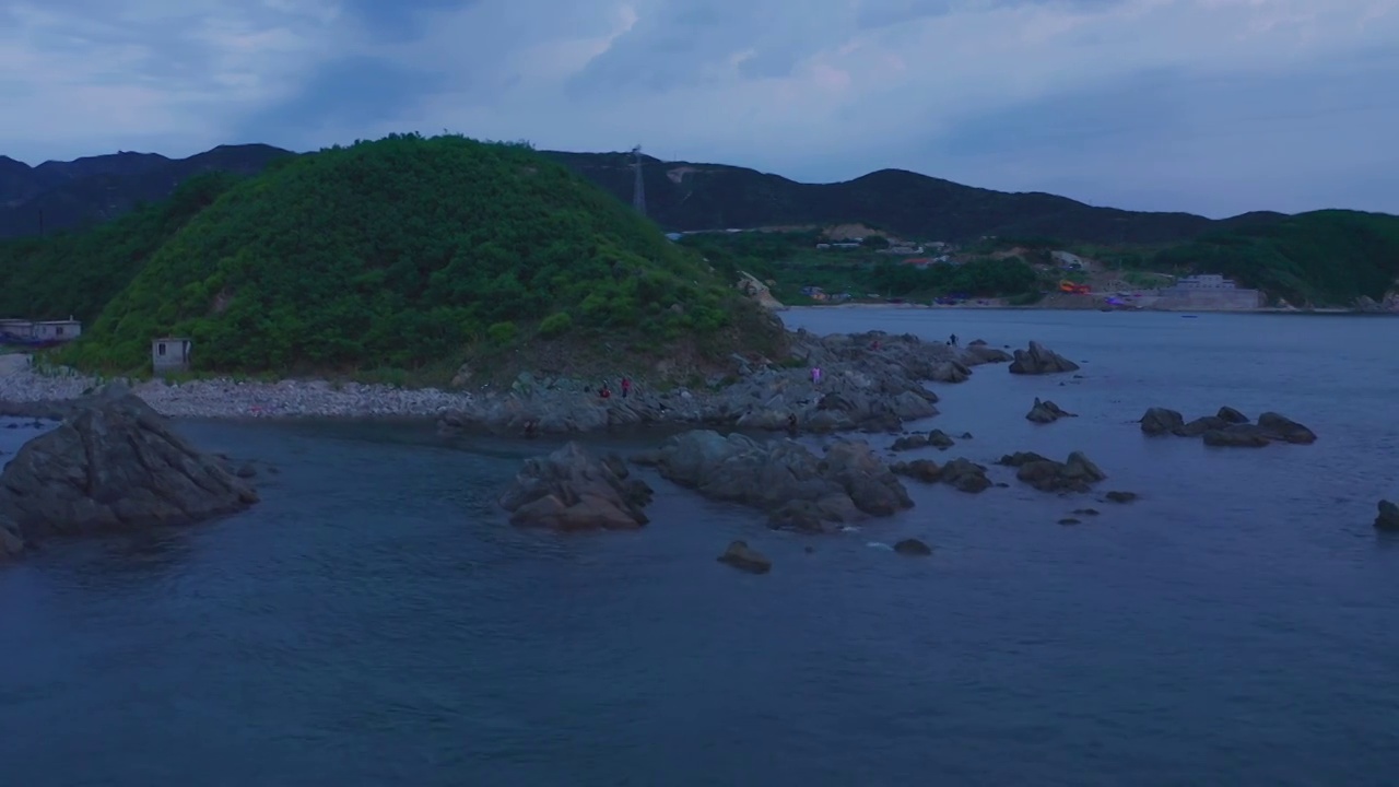 海岸地形,山,大连,张家村,旅顺,礁石,日落视频素材