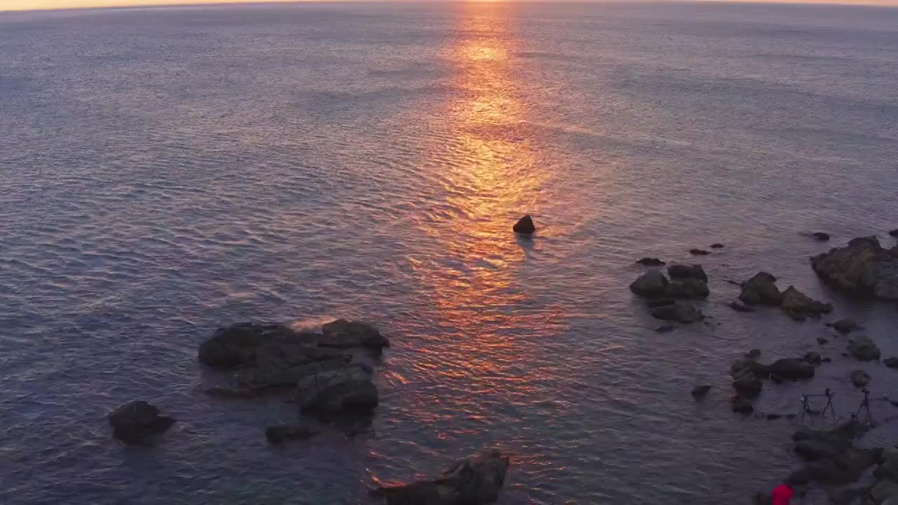 海岸地形,山,大连,张家村,旅顺,礁石,日落视频素材