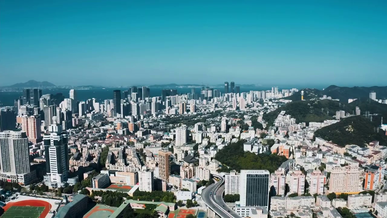 大连,都市风景,电视塔,塔,建筑外部,气象山视频素材