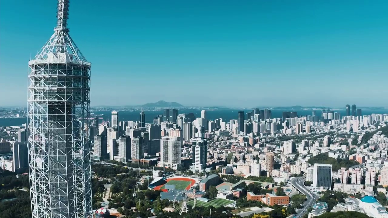 大连,都市风景,电视塔,塔,建筑外部,气象山视频素材