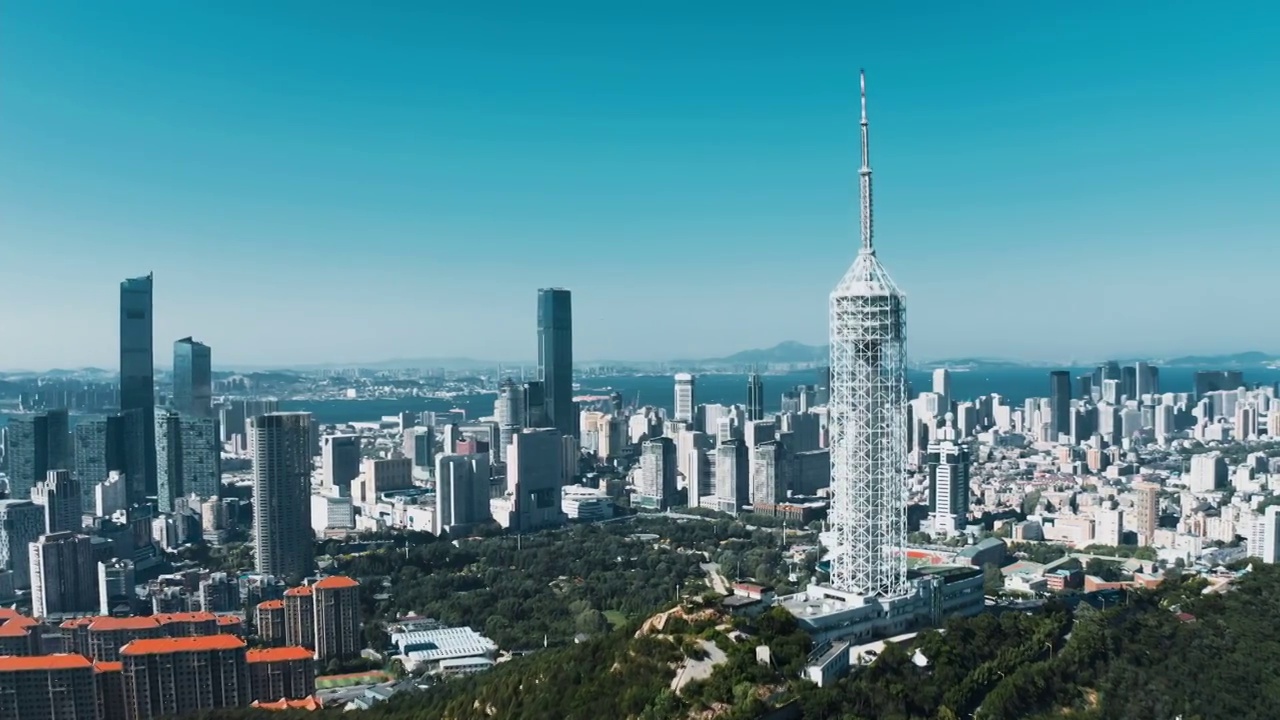 大连,都市风景,电视塔,塔,建筑外部,气象山视频素材