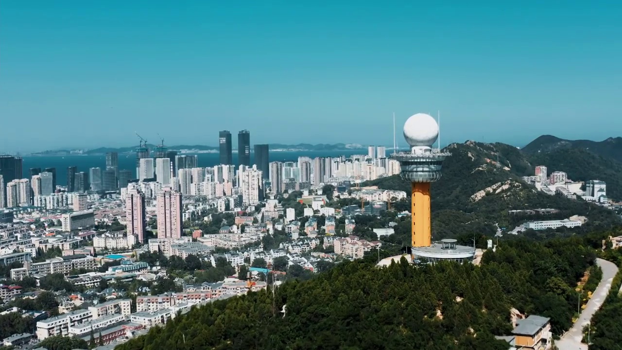 大连,都市风景,电视塔,塔,建筑外部,气象山视频素材