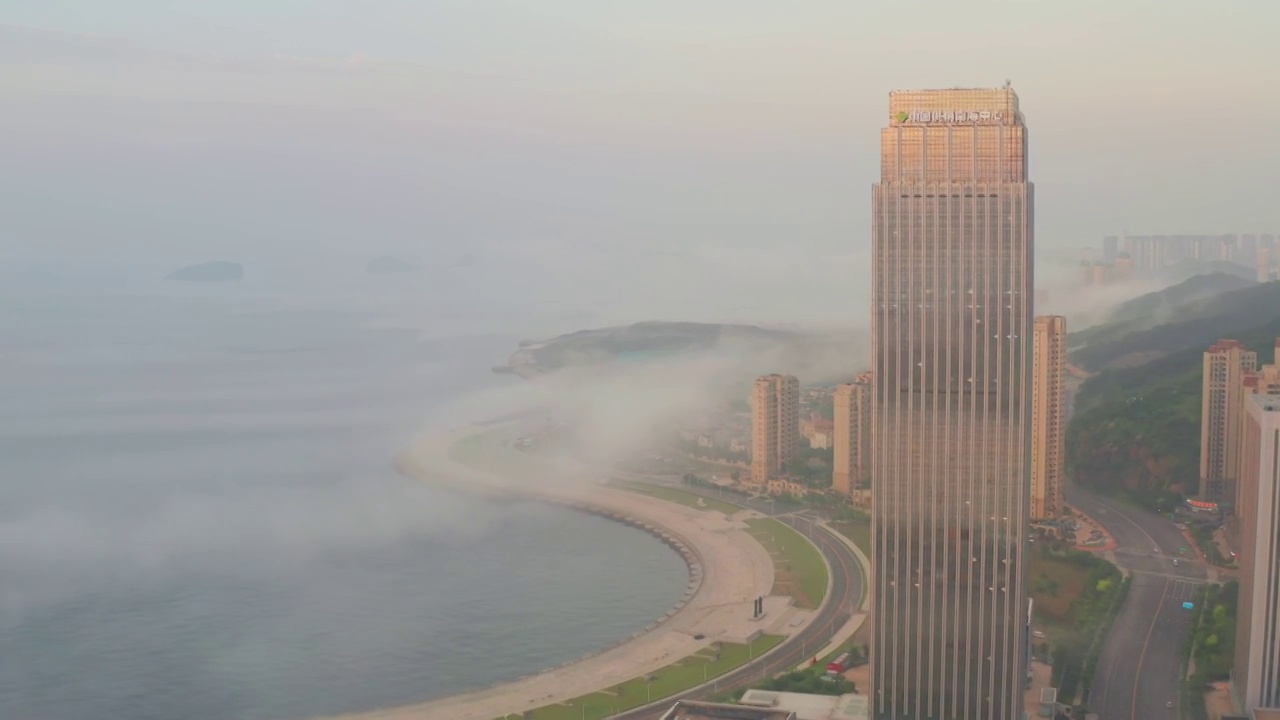 大连,星海湾跨海大桥,都市风光,户外,平流雾,星海湾视频素材