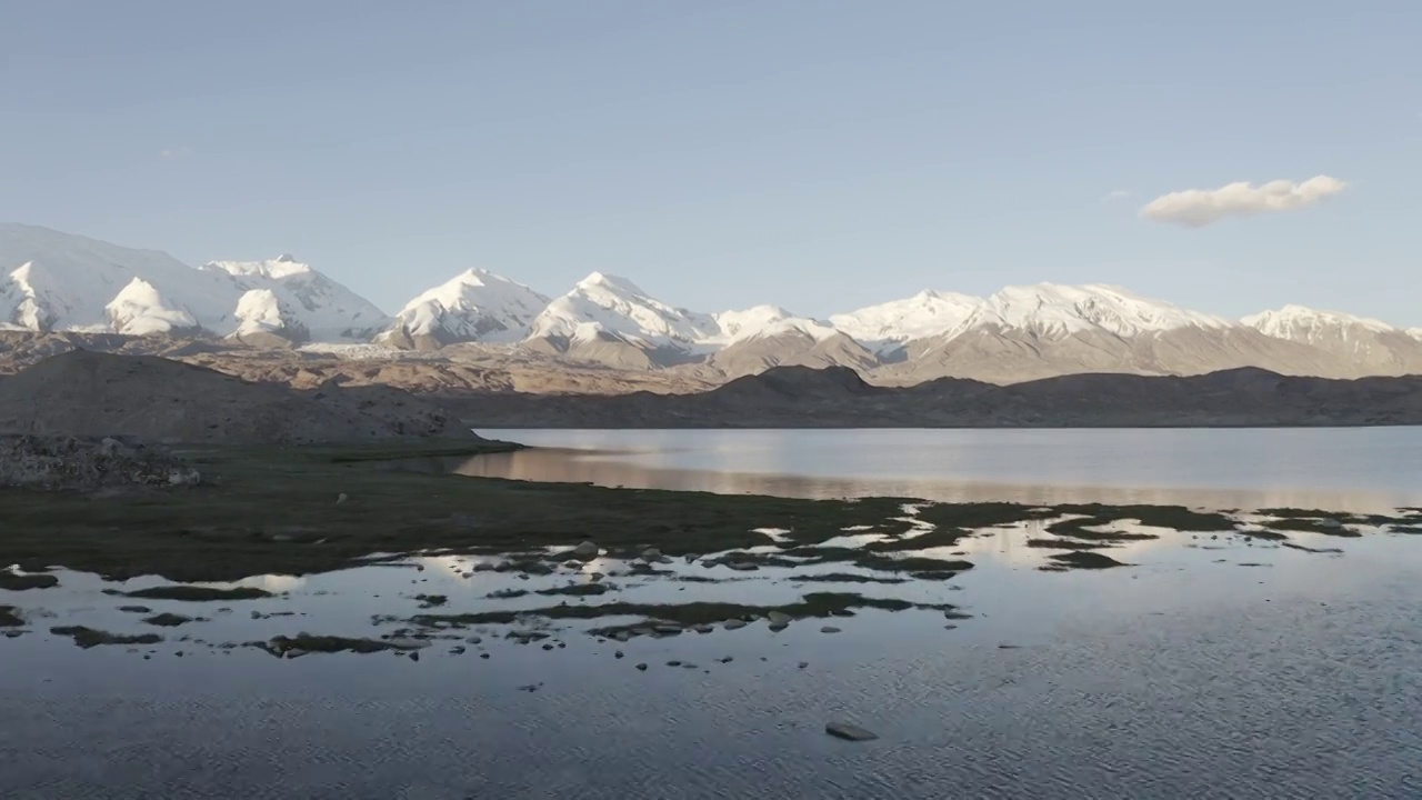 草原,帕米尔高原,湿地,慕士塔格,雪山,公格尔九别峰视频素材