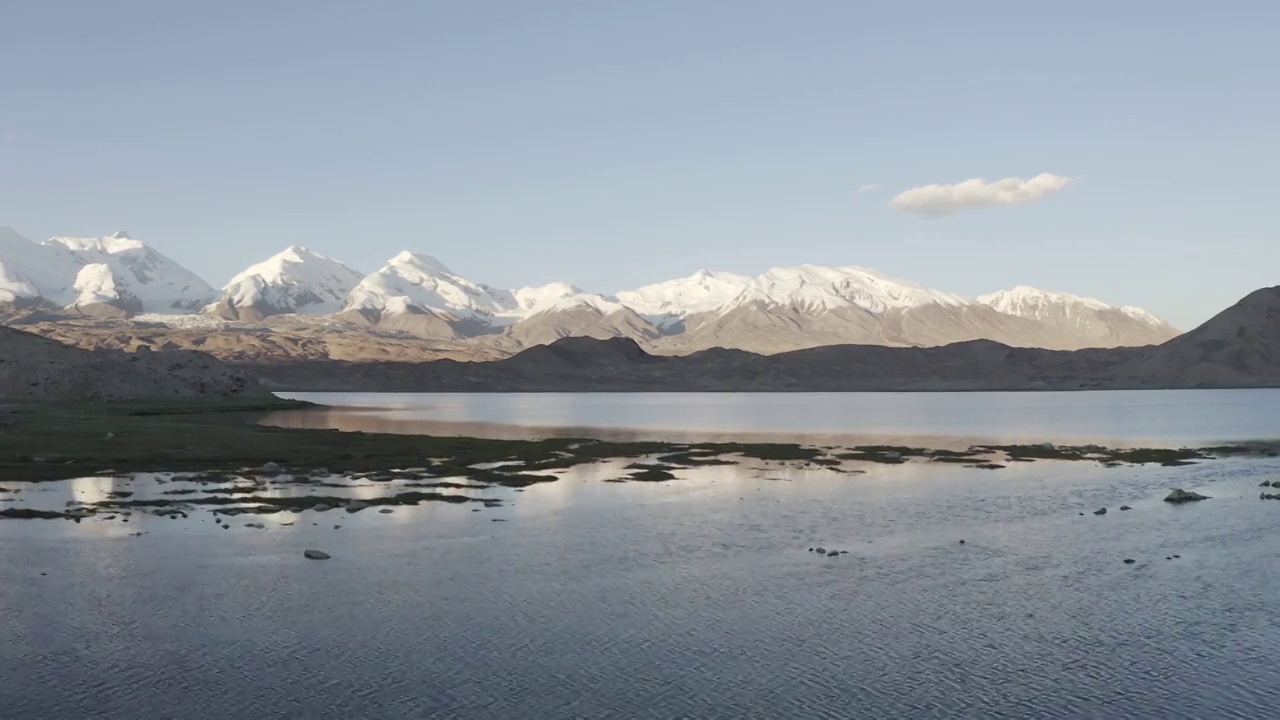 草原,帕米尔高原,湿地,慕士塔格,雪山,公格尔九别峰视频素材