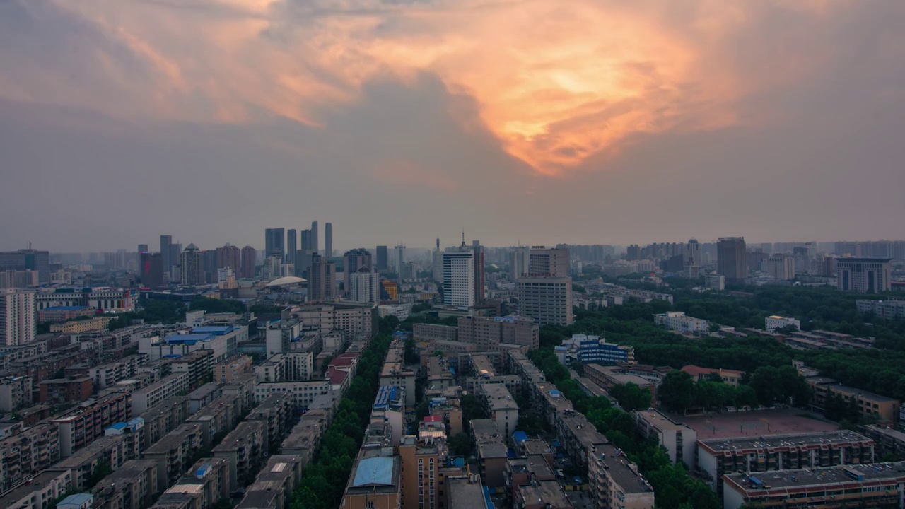 郑州市紫荆山路紫荆山市区城市建筑交通延时摄影夜景日落日转夜视频素材