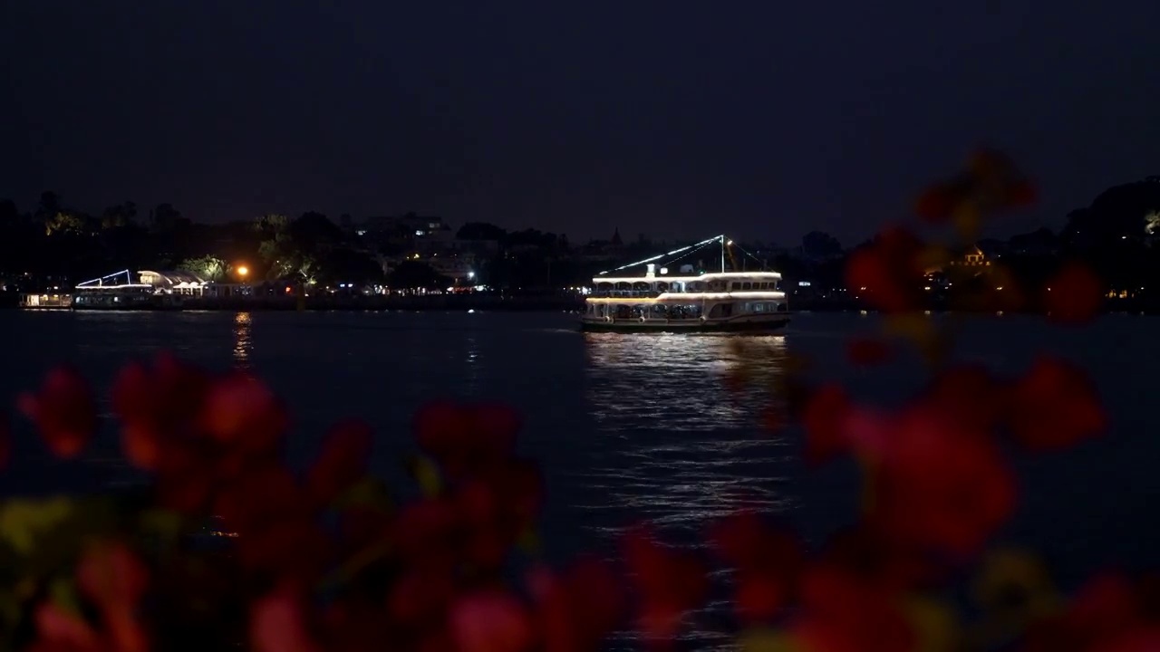 厦门鼓浪屿游船夜景视频素材