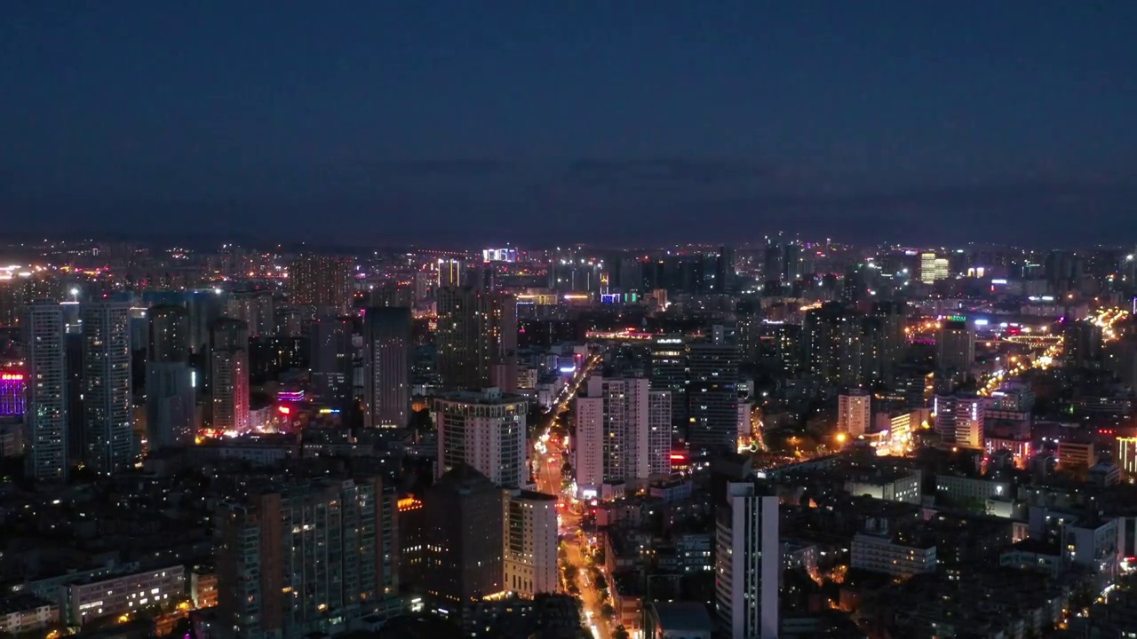 云南省昆明城市夜景航拍风光视频素材