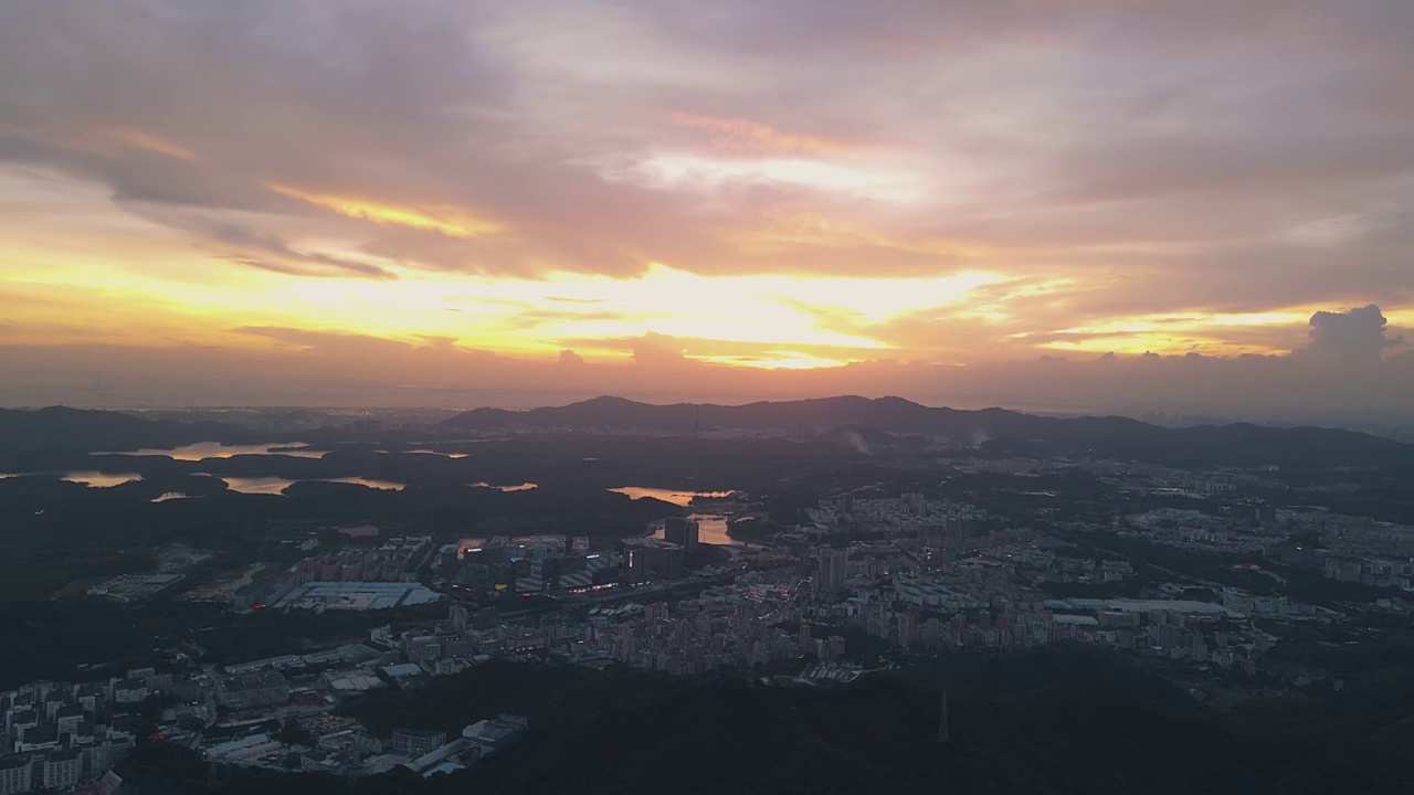 深圳羊台山晚霞航拍视频素材