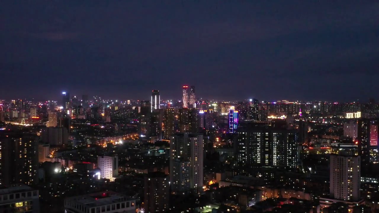 云南省昆明城市夜景航拍风光视频素材