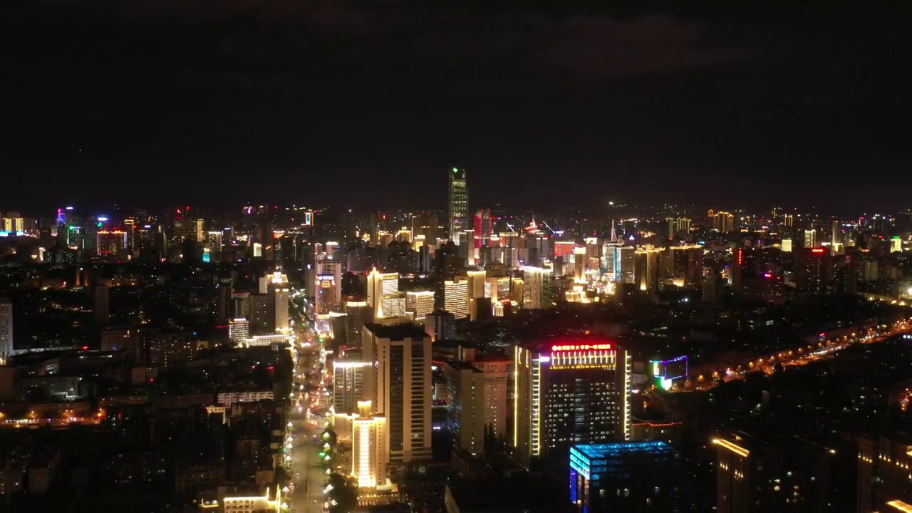 云南省昆明城市夜景航拍风光视频素材