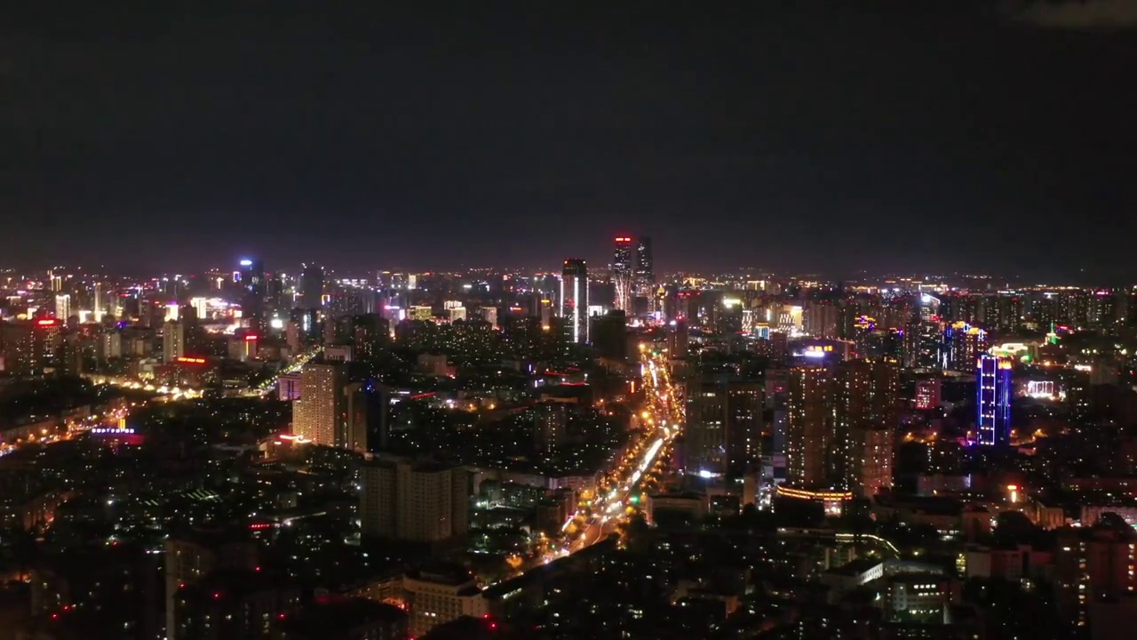 云南省昆明城市夜景航拍风光视频素材