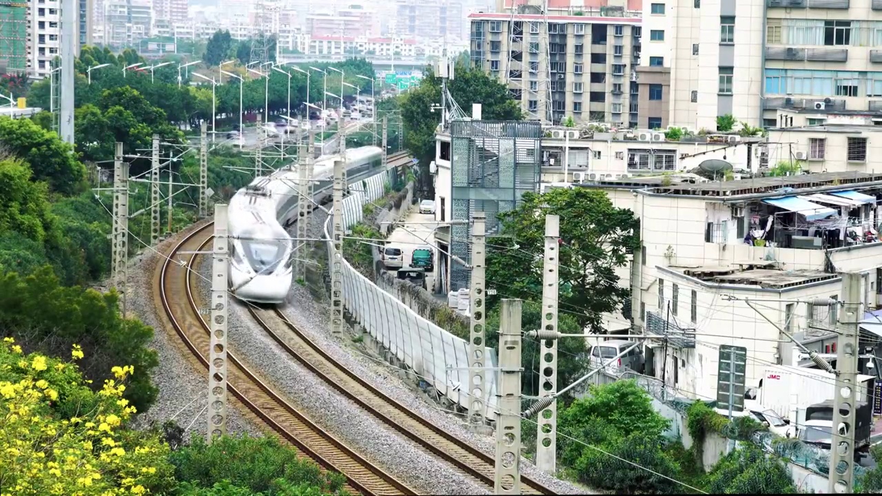 高铁地铁高速铁路复兴号高铁和谐号高铁铁轨铁路乘客运输视频素材