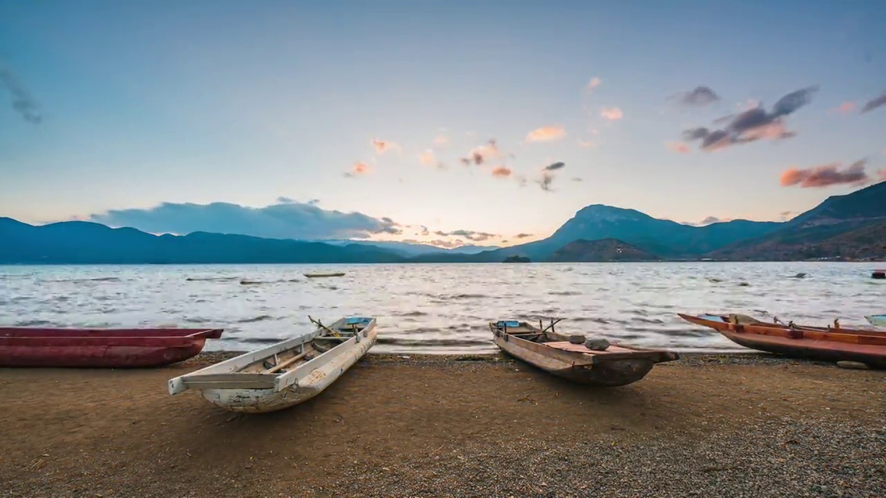 泸沽湖日落视频素材