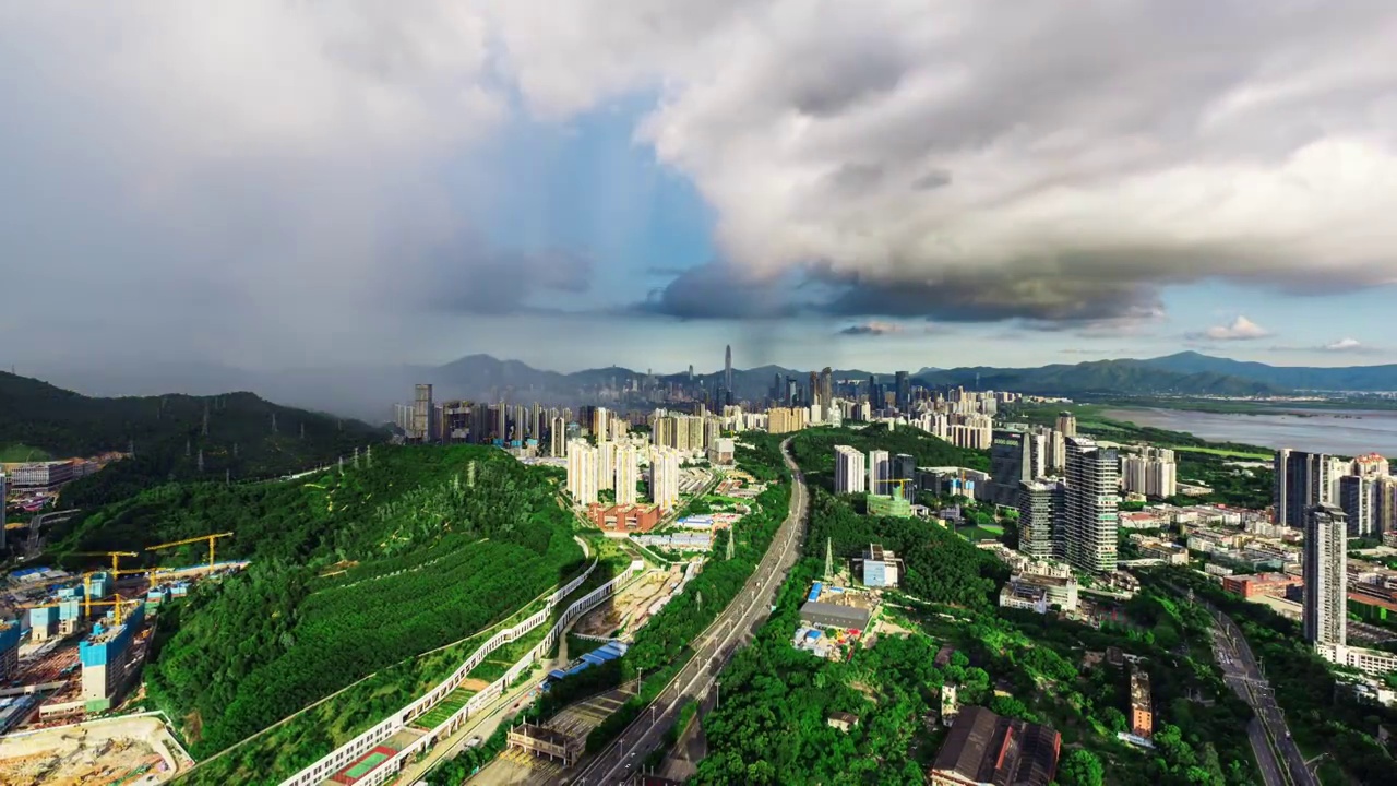 深圳天际线大雨彩虹-4k视频素材