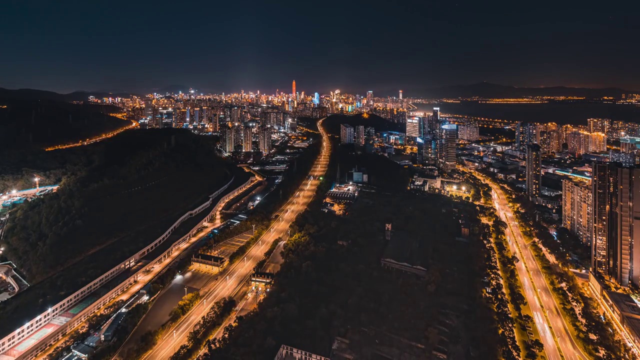 深圳夜景车流天际线-4k视频素材