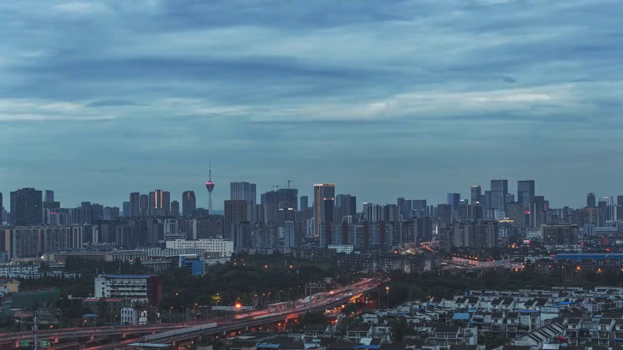 成都天际线夜景延时视频素材