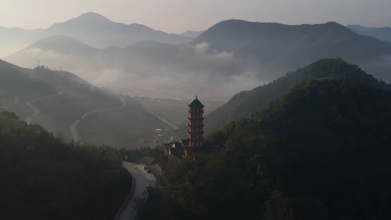 宁波东吴小白塔晨曦视频素材