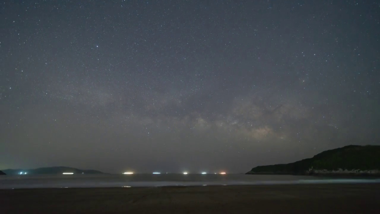 宁波象山鹤浦大沙沙滩银河升起视频素材